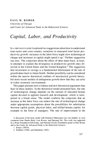 Capital, Labor, and Productivity