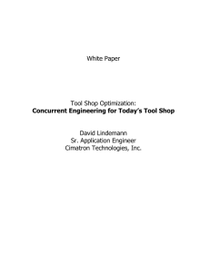 White Paper Tool Shop Optimization: David Lindemann