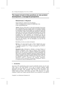 The impact of just-in-time practices on new product Mohammad Z. Meybodi