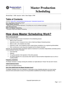 Master Production Scheduling  Table of Contents