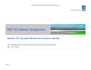 MIT IQ Industry Symposium Session 4A: Success Stories and Lessons Learned