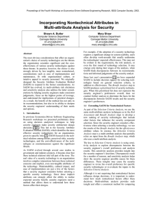 Incorporating Nontechnical Attributes in Multi-attribute Analysis for Security Shawn A. Butler Mary Shaw