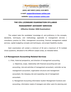 THE CPA LICENSURE EXAMINATION SYLLABUS MANAGEMENT ADVISORY SERVICES