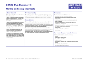 GRADE 11A: Chemistry 6 Making and using chemicals UNIT 11AC.6 11 hours