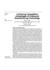 Achieving Competitive Advantages of Advanced Manufacturing Technology Jack S. Cook