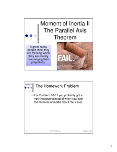 Moment of Inertia II The Parallel Axis Theorem The Homework Problem