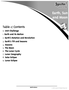 Earth, Sun and Moon Table Contents