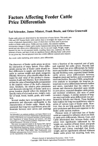 Factors Affecting  Feeder  Cattle Price Differentials