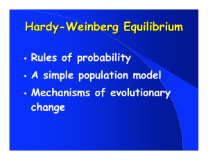 Hardy-Weinberg Equilibrium Rules of probability A simple population model Mechanisms of evolutionary