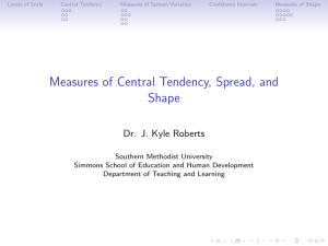 Measures of Central Tendency, Spread, and Shape Dr. J. Kyle Roberts