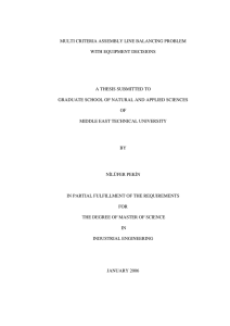 MULTI CRITERIA ASSEMBLY LINE BALANCING PROBLEM  WITH EQUIPMENT DECISIONS
