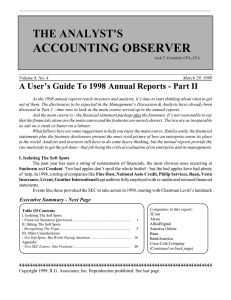 ACCOUNTING OBSERVER THE ANALYST'S