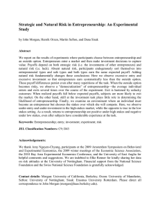 Strategic and Natural Risk in Entrepreneurship: An Experimental Study