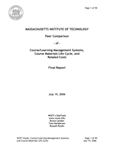 MASSACHUSETTS INSTITUTE OF TECHNOLOGY Peer Comparison - of -