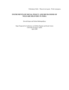 INSTRUMENTS OF SOCIAL POLICY AND MECHANISMS OF WELFARE DELIVERY IN INDIA