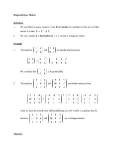 Diagonalizing a Matrix Definition Example 1.
