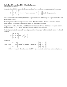 Calculus 131, section 10.4   Matrix Inverses