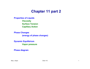 Chapter 11 part 2  Properties of Liquids Phase Changes