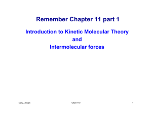 Remember Chapter 11 part 1 Introduction to Kinetic Molecular Theory and Intermolecular forces