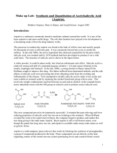 Make up Lab:  Synthesis and Quantitation of Acetylsalicylic Acid (Aspirin). Introduction: