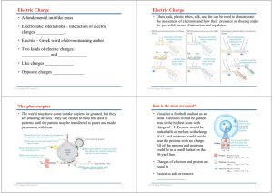 Electric Charge • A fundamental unit like mass