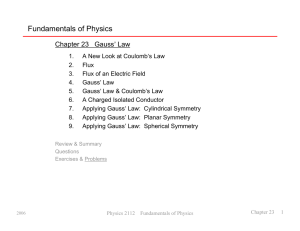 Fundamentals of Physics Chapter 23   Gauss Law