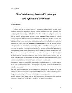 Fluid mechanics, Bernoulli’s principle and equation of continuity