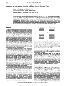 Correlation between Adhesion Hysteresis and  Phase State of ... Owen K. Michael J.
