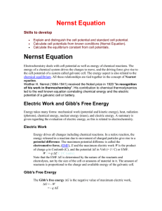 Nernst Equation Skills to develop