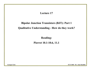 Lecture 17 Bipolar Junction Transistors (BJT): Part 1 Reading: