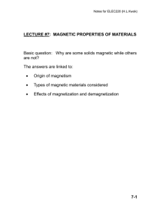 LECTURE #7:  MAGNETIC PROPERTIES OF MATERIALS are not?