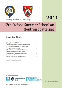 2011  12th Oxford Summer School on Neutron Scattering