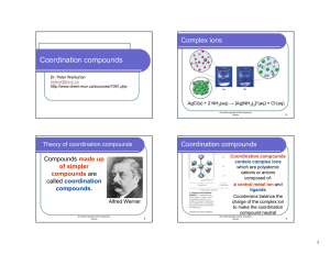 Coordination compounds Complex ions Compounds are