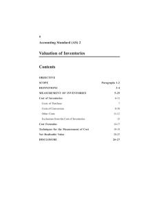 Valuation of Inventories Contents  Accounting Standard (AS) 2