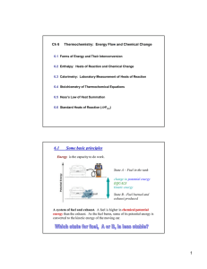 Ch 6 Thermochemistry:  Energy Flow and Chemical Change