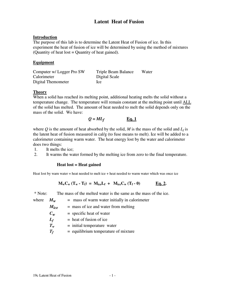 Latent Heat Of Fusion