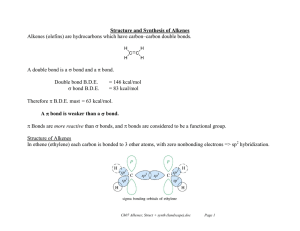 Structure and Synthesis of Alkenes  A double bond is a