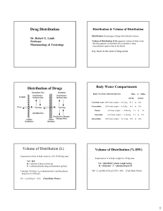 Drug Distribution Distribution of Drugs Body Water Compartments Distribution &amp; Volume of Distribution