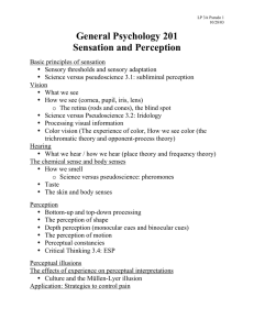 General Psychology 201 Sensation and Perception