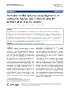 Promotion of the lipase-catalyzed hydrolysis of addition of an organic solvent