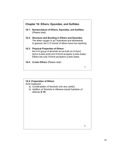 Chapter 16: Ethers, Epoxides, and Sulfides