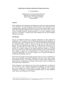 Liquefaction of nitrogen using mixed refrigerant processes  G. Venkatarathnam