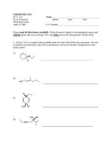 CHEMISTRY 3331 Name  Dr. C. Cai