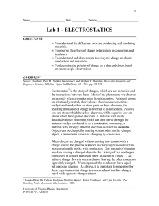 Lab 1 – ELECTROSTATICS