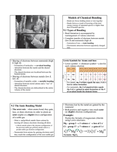 Models of Chemical Bonding