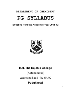 PG SYLLABUS DEPARTMENT OF CHEMISTRY H.H. The Rajah’s College Pudukkotai
