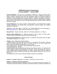 CHEM 243 Organic Chemistry III Course Syllabus -  January 2006