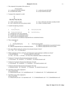 1.  This compound is the product of the reaction... CH COONa