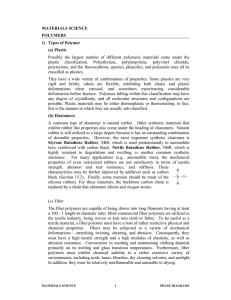 MATERIALS SCIENCE POLYMERS 1) Types of Polymer (a) Plastic