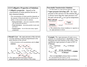 13.5 Colligative Properties of Solutions ∆